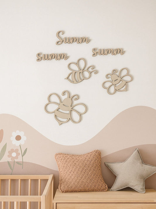 Holz-Wanddeko | Summende Bienen