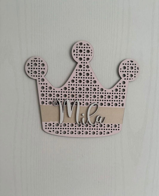 Holz-Wanddeko | Krone mit Namen